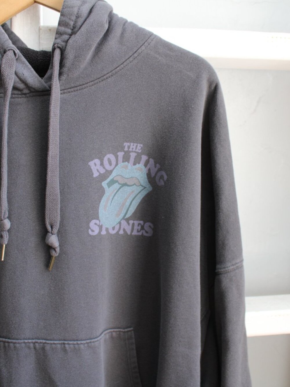American Eagle-Rolling Stones Graphic Oversized Hoodie Gray Size Large - Picture 6 of 8